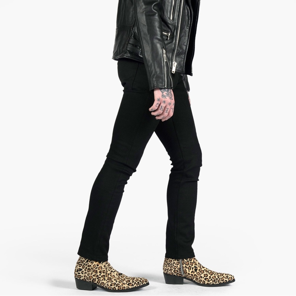 Straight To‎ Hell Richard’s handmade tan leather leopard pony hair boot. Size 9